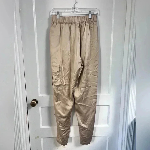 Fiorla Silk Champagne Drawstring Cargo Pants NEW - Picture 3 of 4
